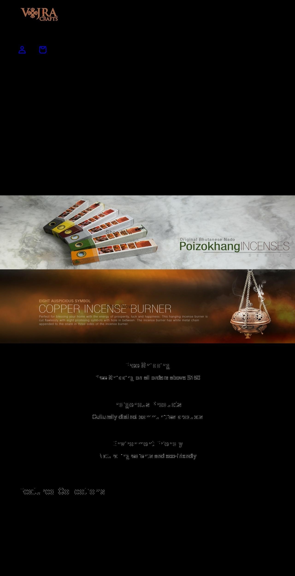 vajracrafts.com shopify website screenshot