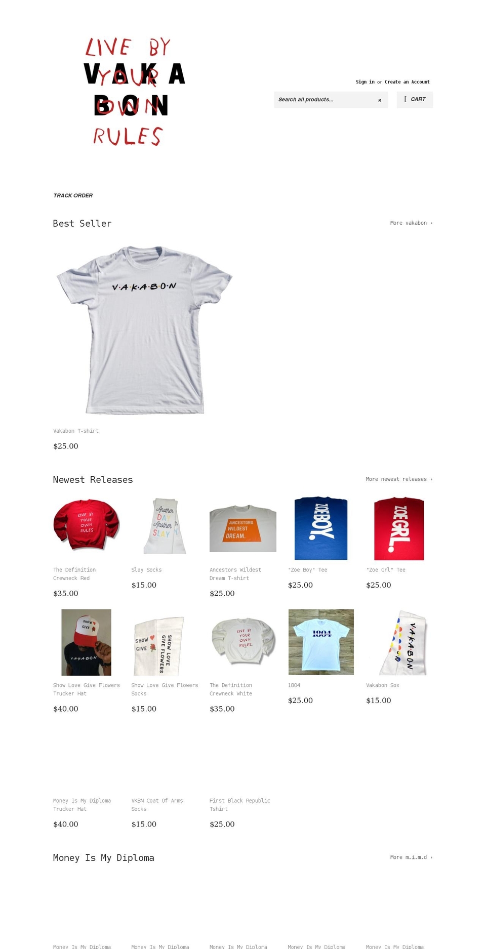 vakabonapparel.com shopify website screenshot