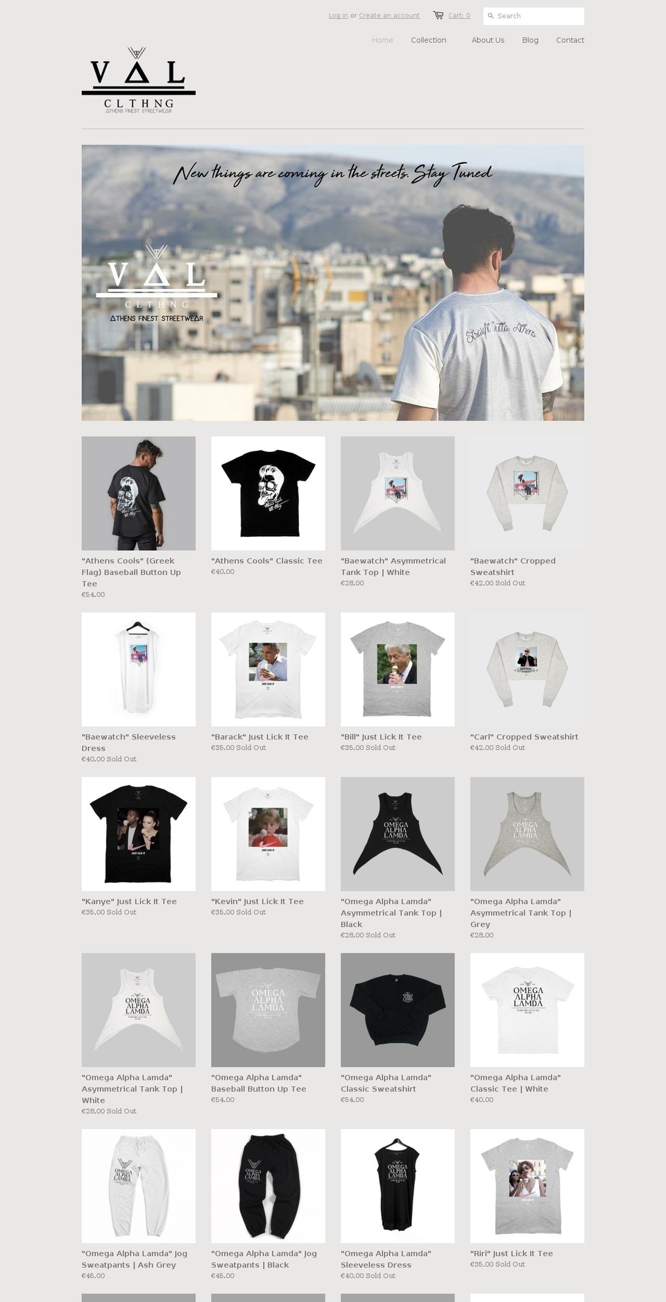 val.clothing shopify website screenshot