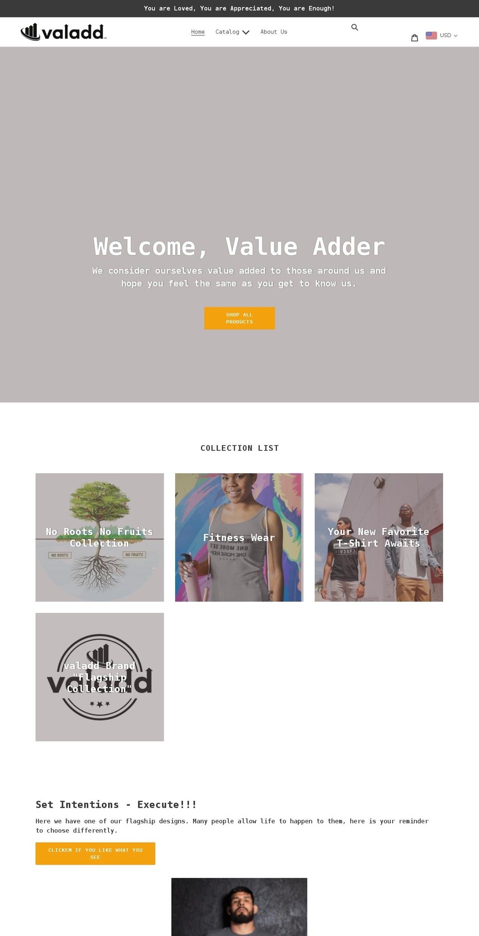 valaddbrand.com shopify website screenshot