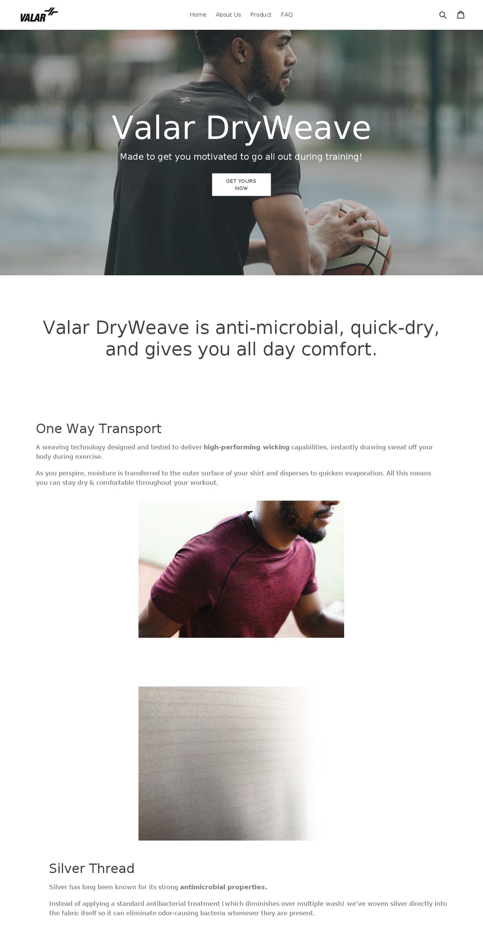 valarathletics.com — Shopify storefront screenshot