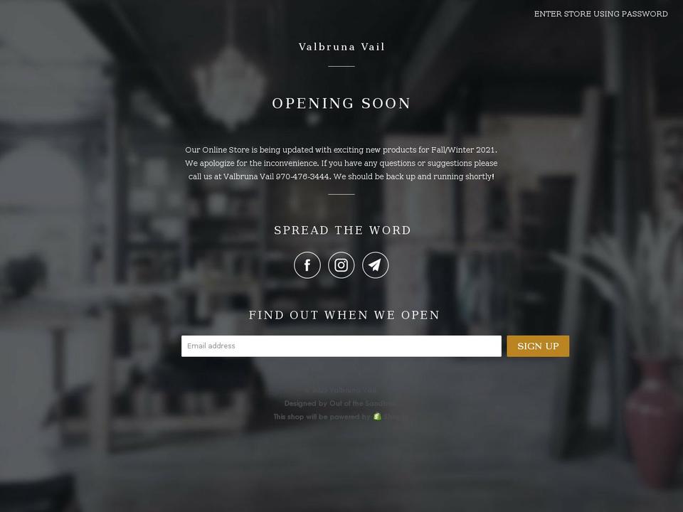 valbrunavail.com — Shopify storefront screenshot