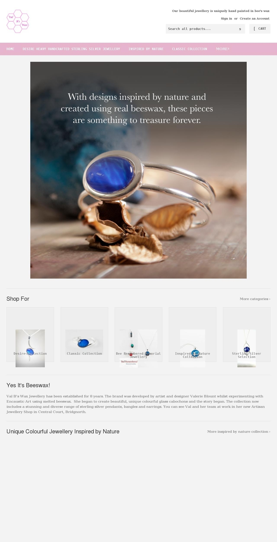 valbswaxjewellery.com shopify website screenshot