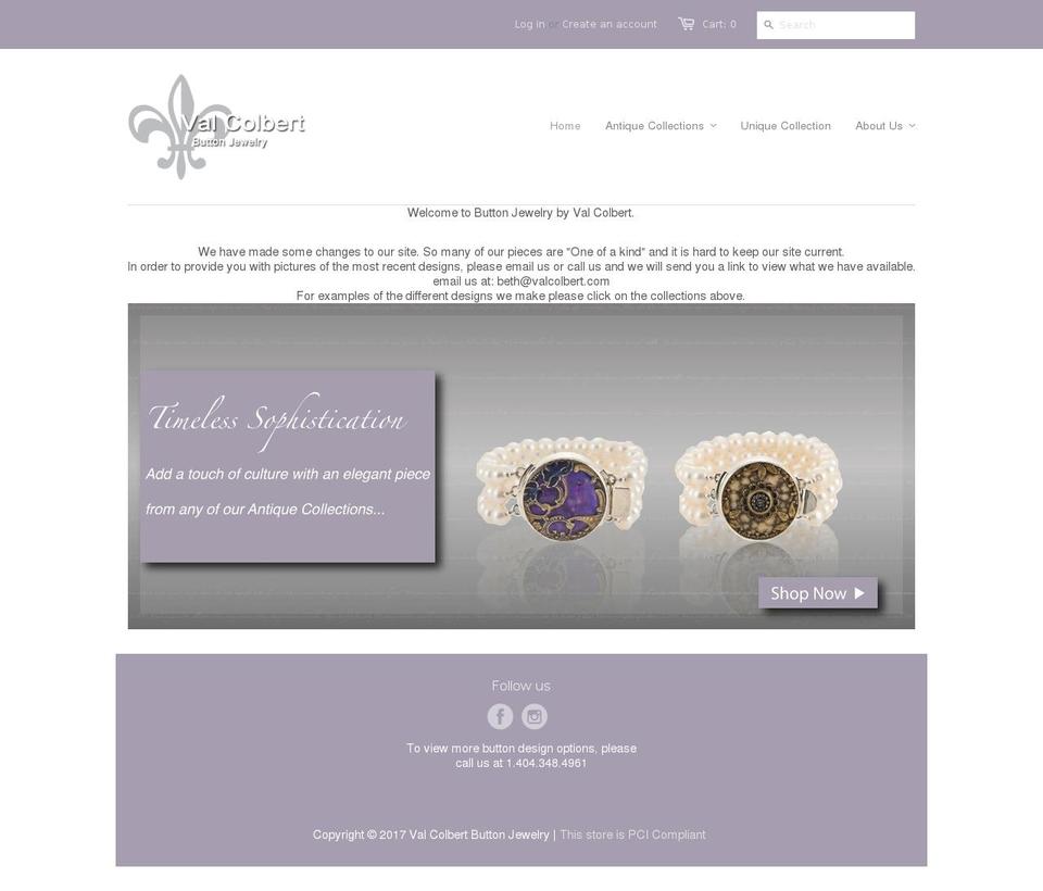 valcolbertjewelry.com shopify website screenshot