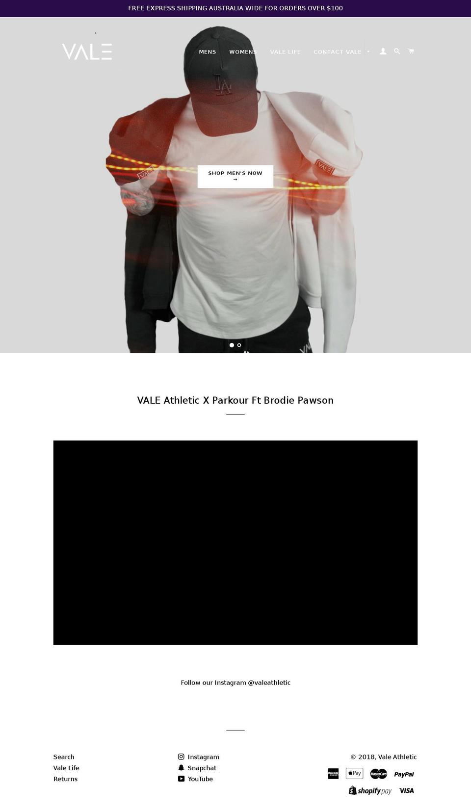 valeathletic.com — Shopify storefront screenshot