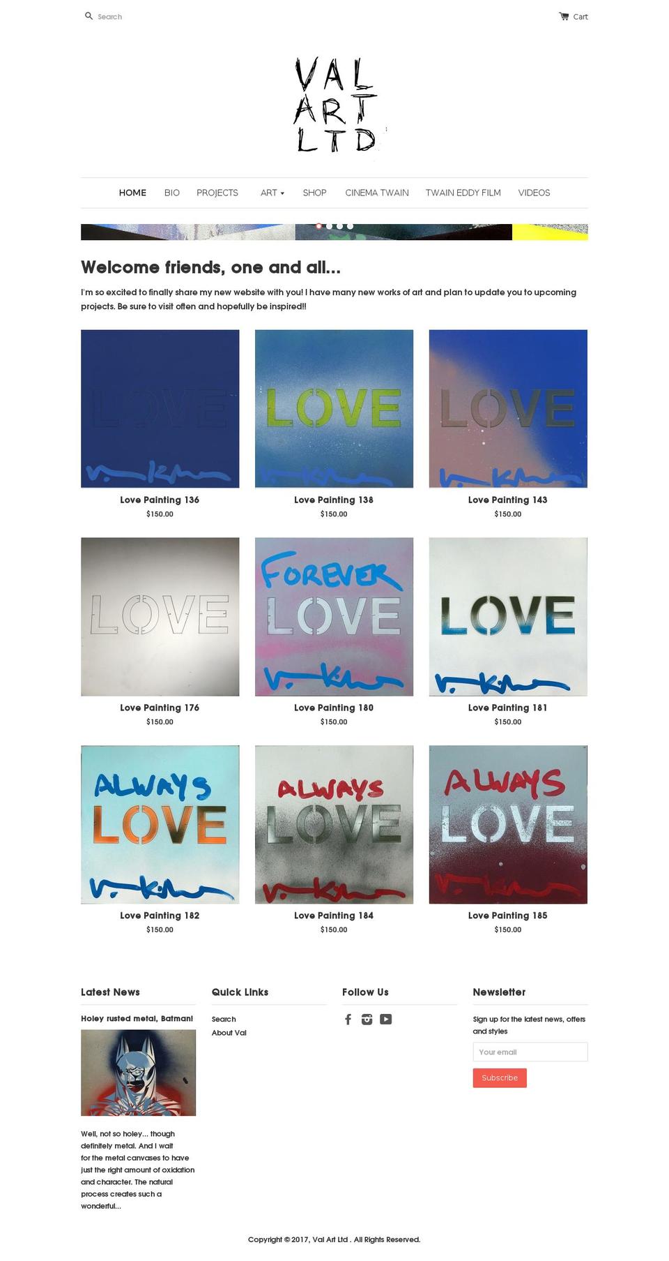 valekilmer.com shopify website screenshot