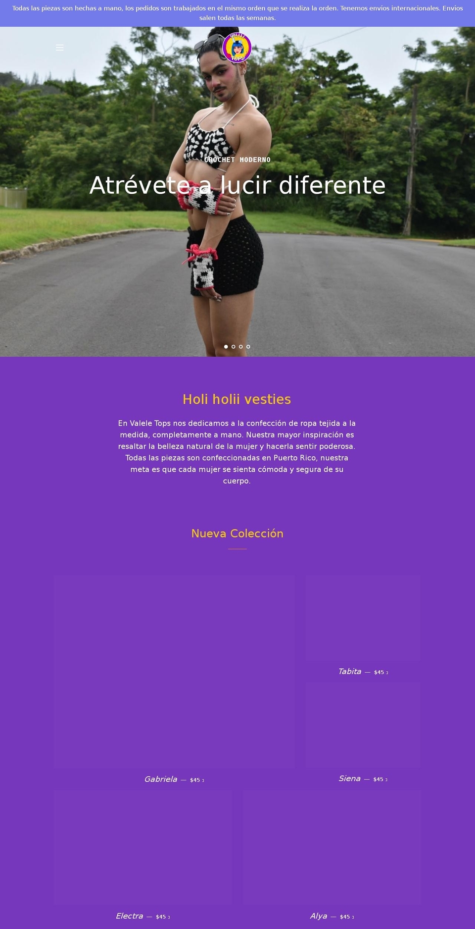 valeletops.com shopify website screenshot