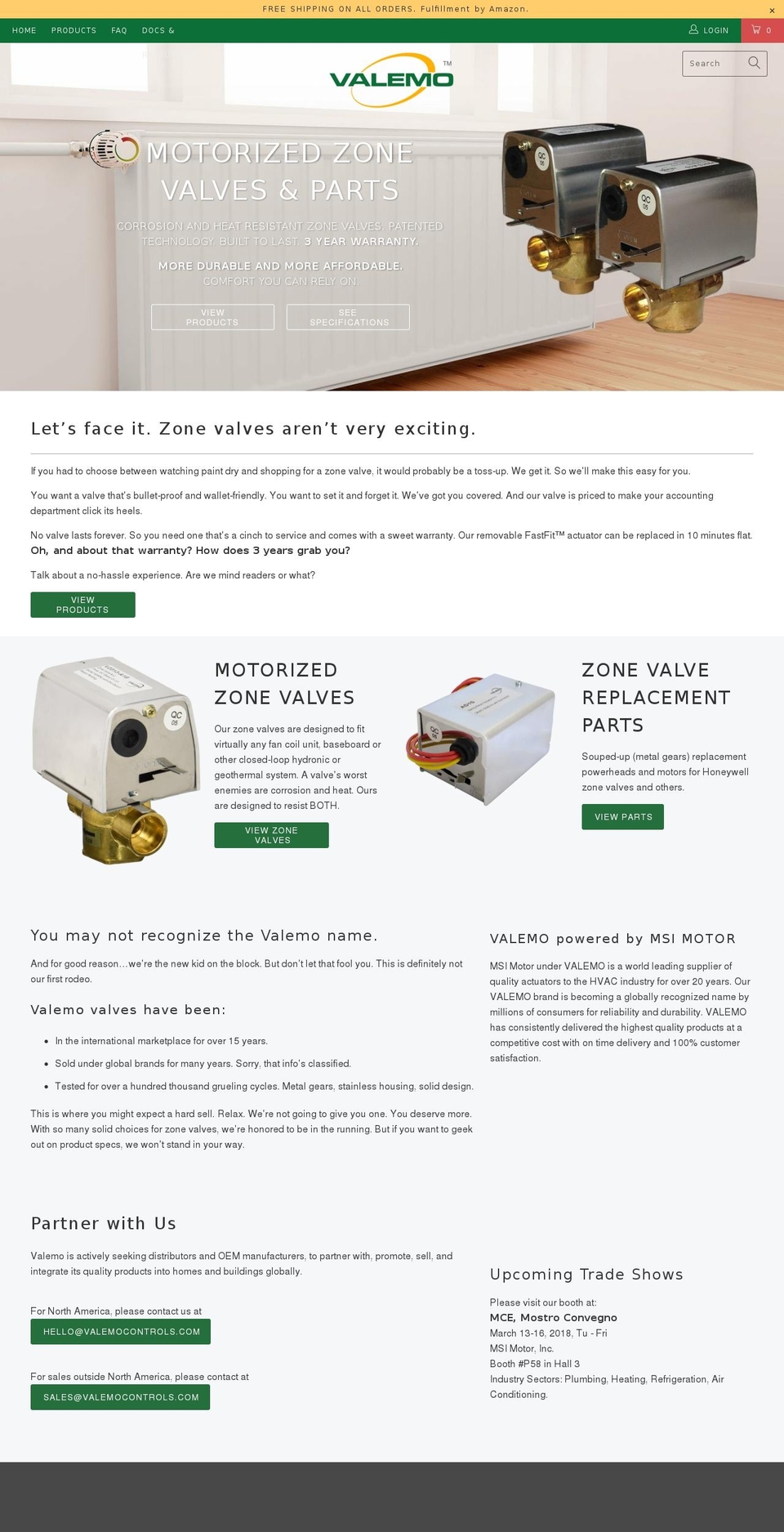 valemocontrols.com shopify website screenshot