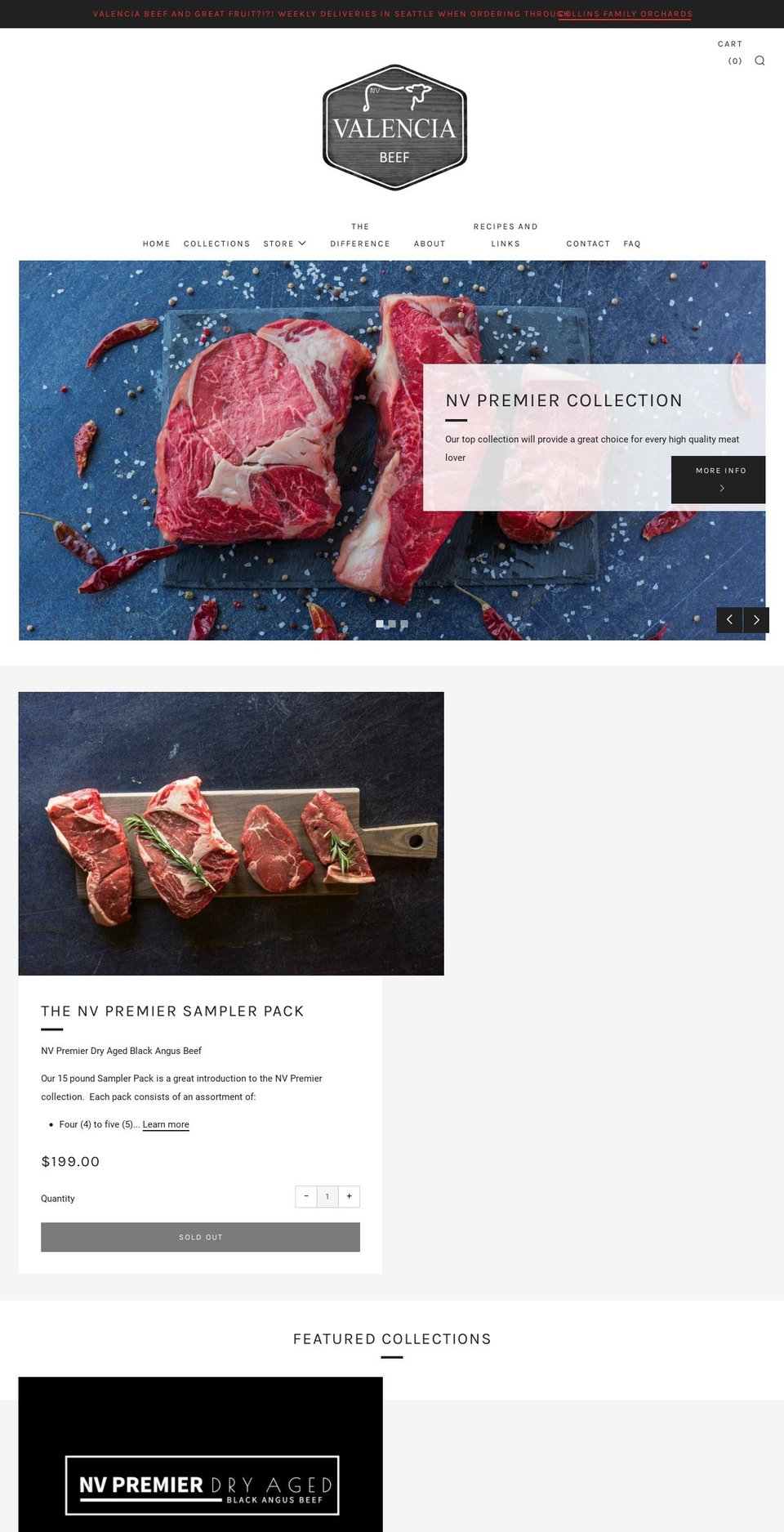 valenciabeef.com shopify website screenshot