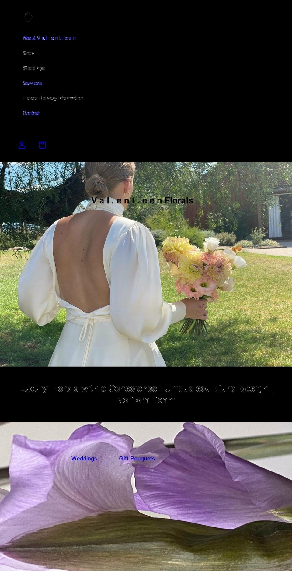 valenteenflorals.com shopify website screenshot