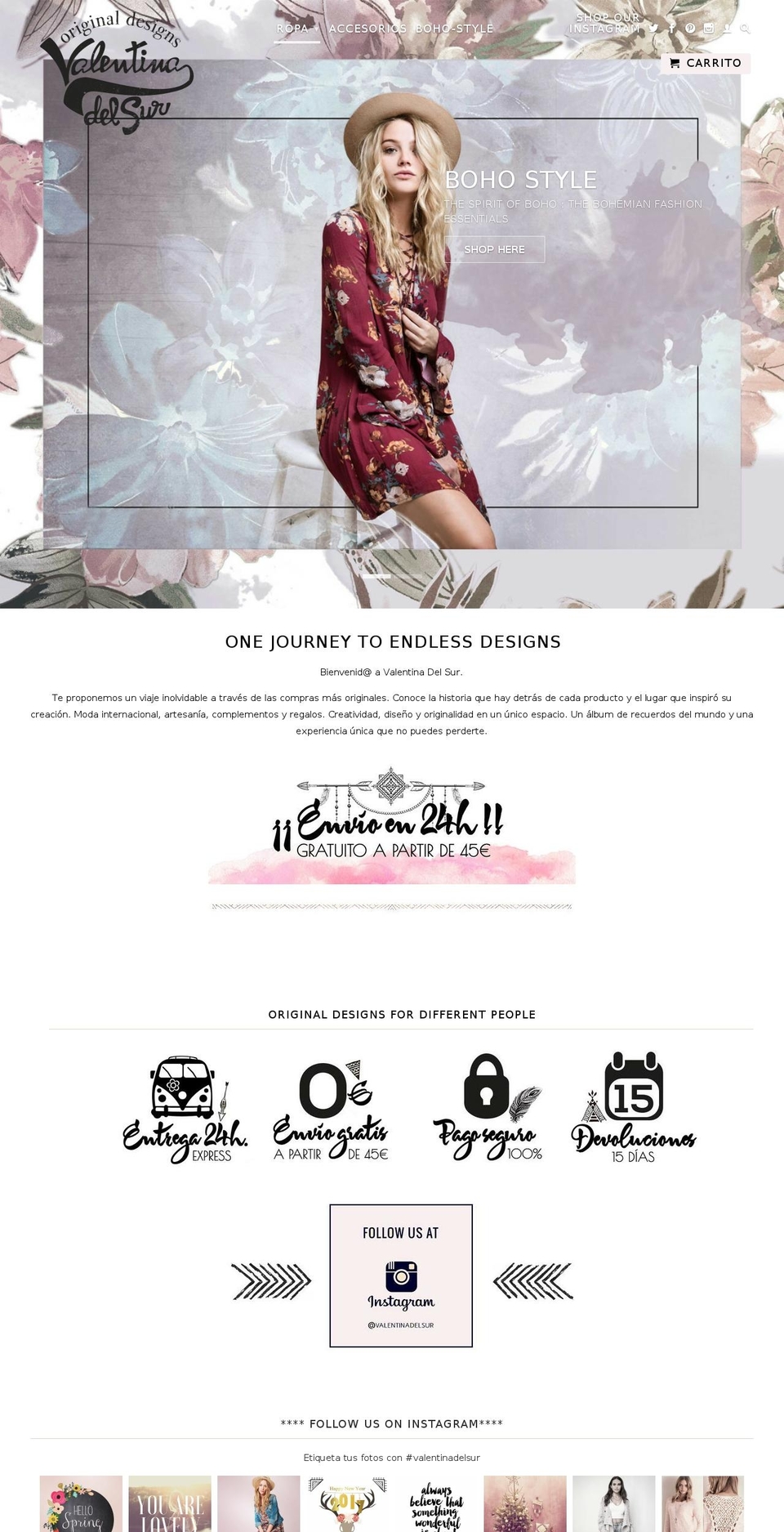 valentinadelsur.com shopify website screenshot