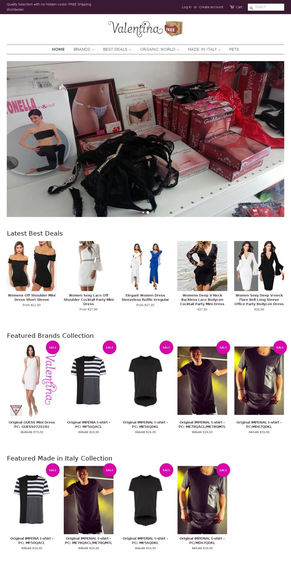 valentinaoutlet.com — Shopify storefront screenshot
