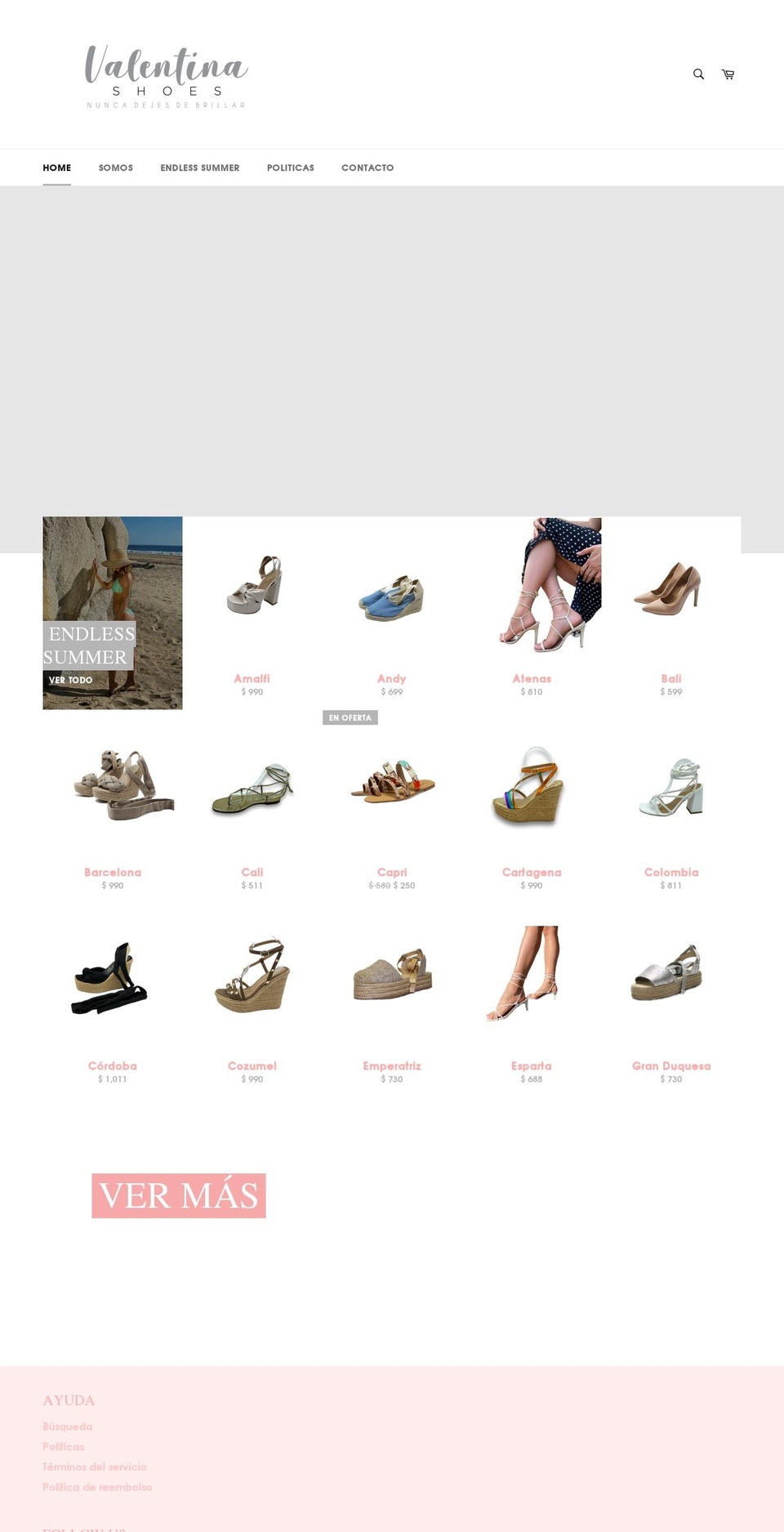valentinashoess.com — Shopify storefront screenshot