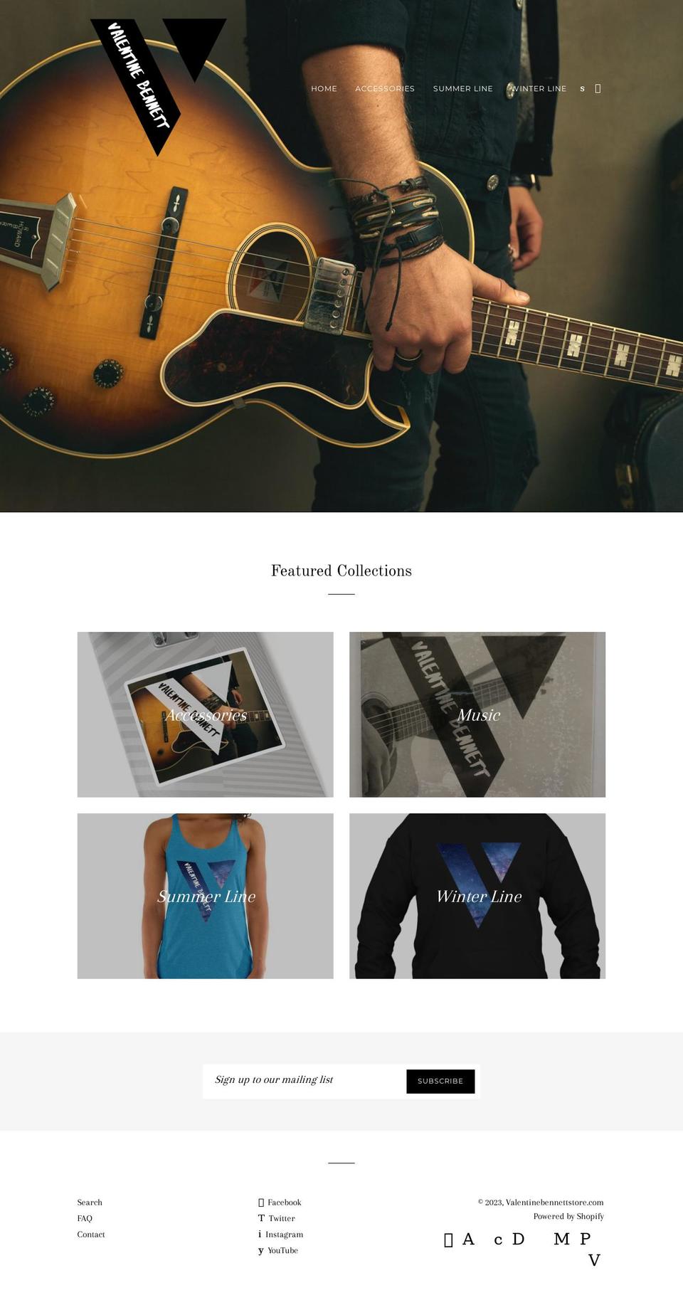 valentinebennettstore.com shopify website screenshot