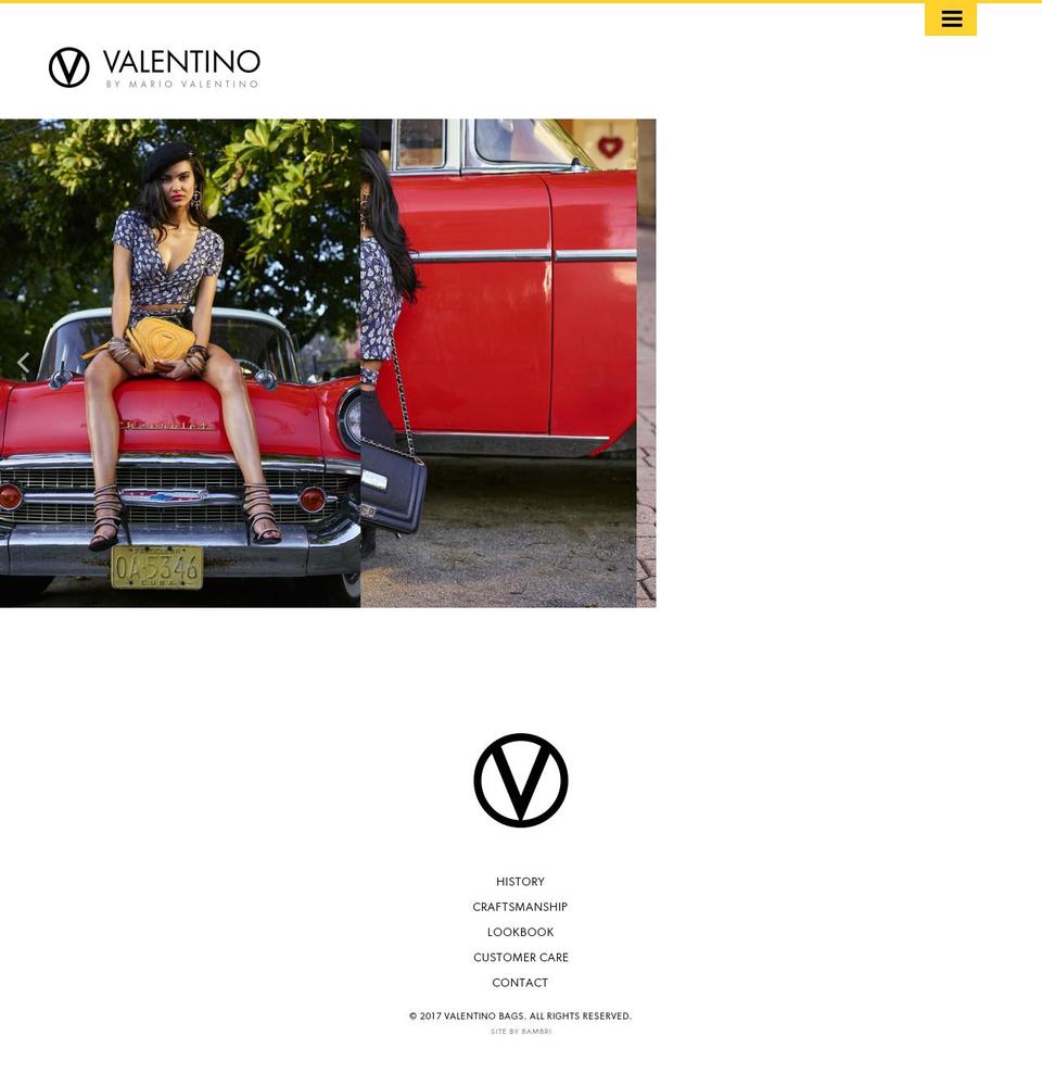 valentinobags.com shopify website screenshot