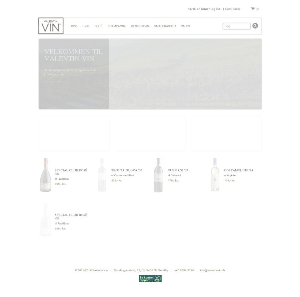 valentinvin.dk shopify website screenshot