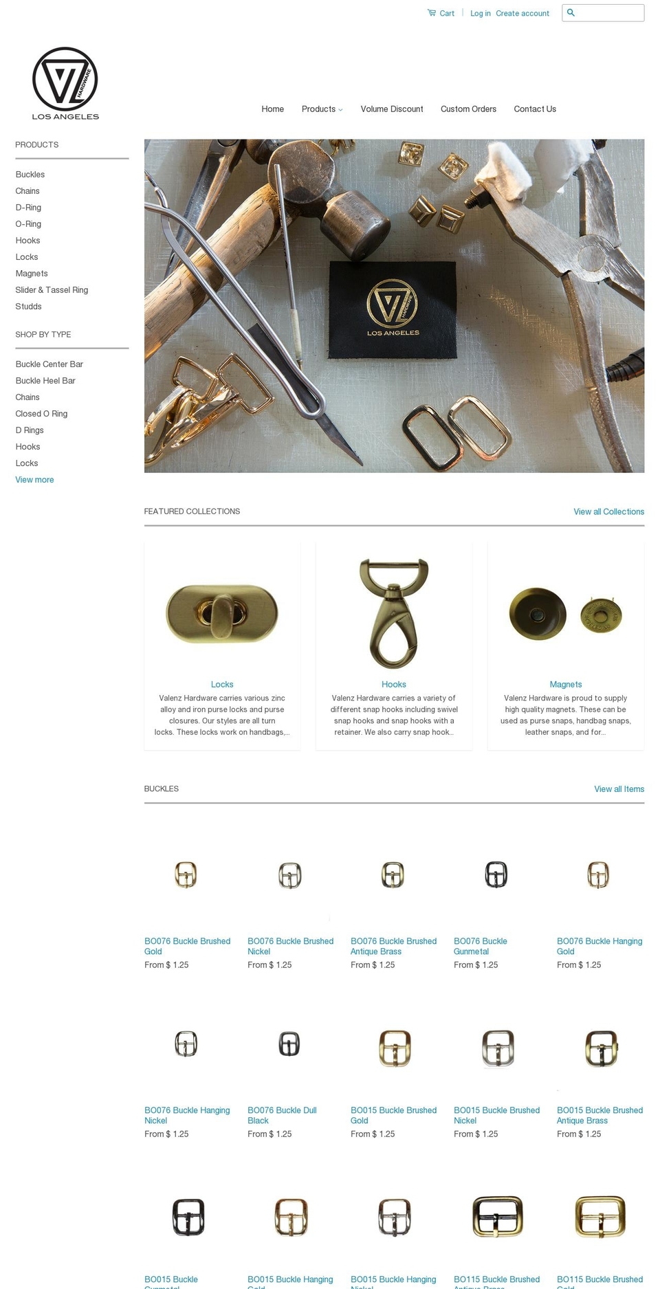 valenzhardware.com shopify website screenshot
