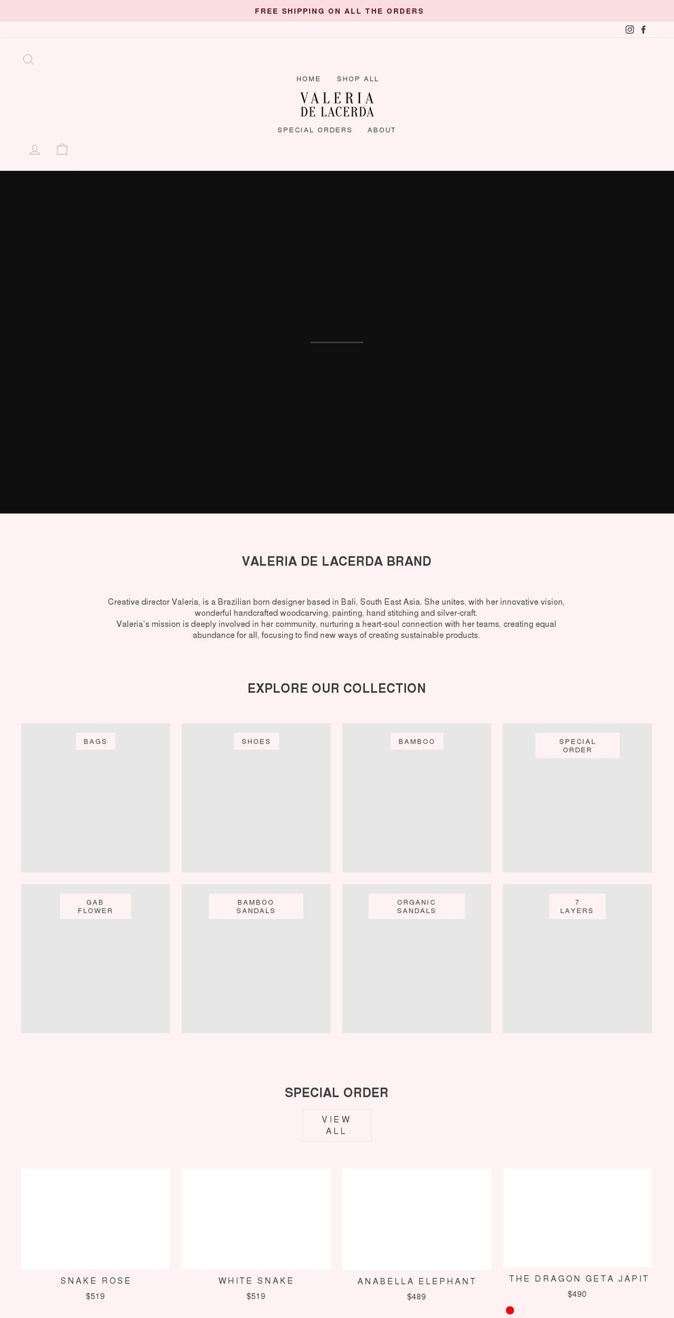 valeriadelacerda.com shopify website screenshot