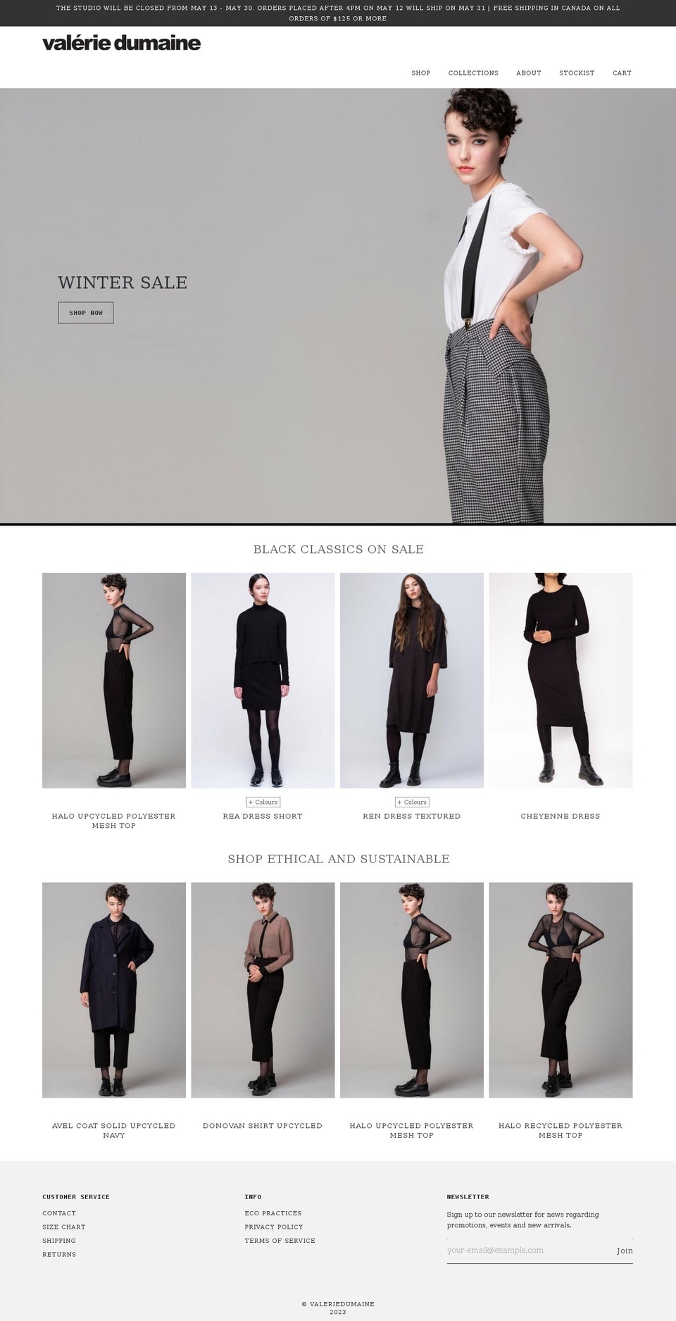 valeriedumaine.com shopify website screenshot