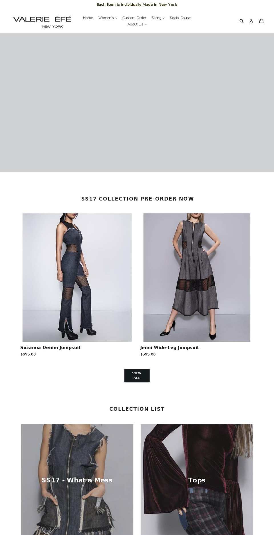 valeriemichaelefe.com shopify website screenshot