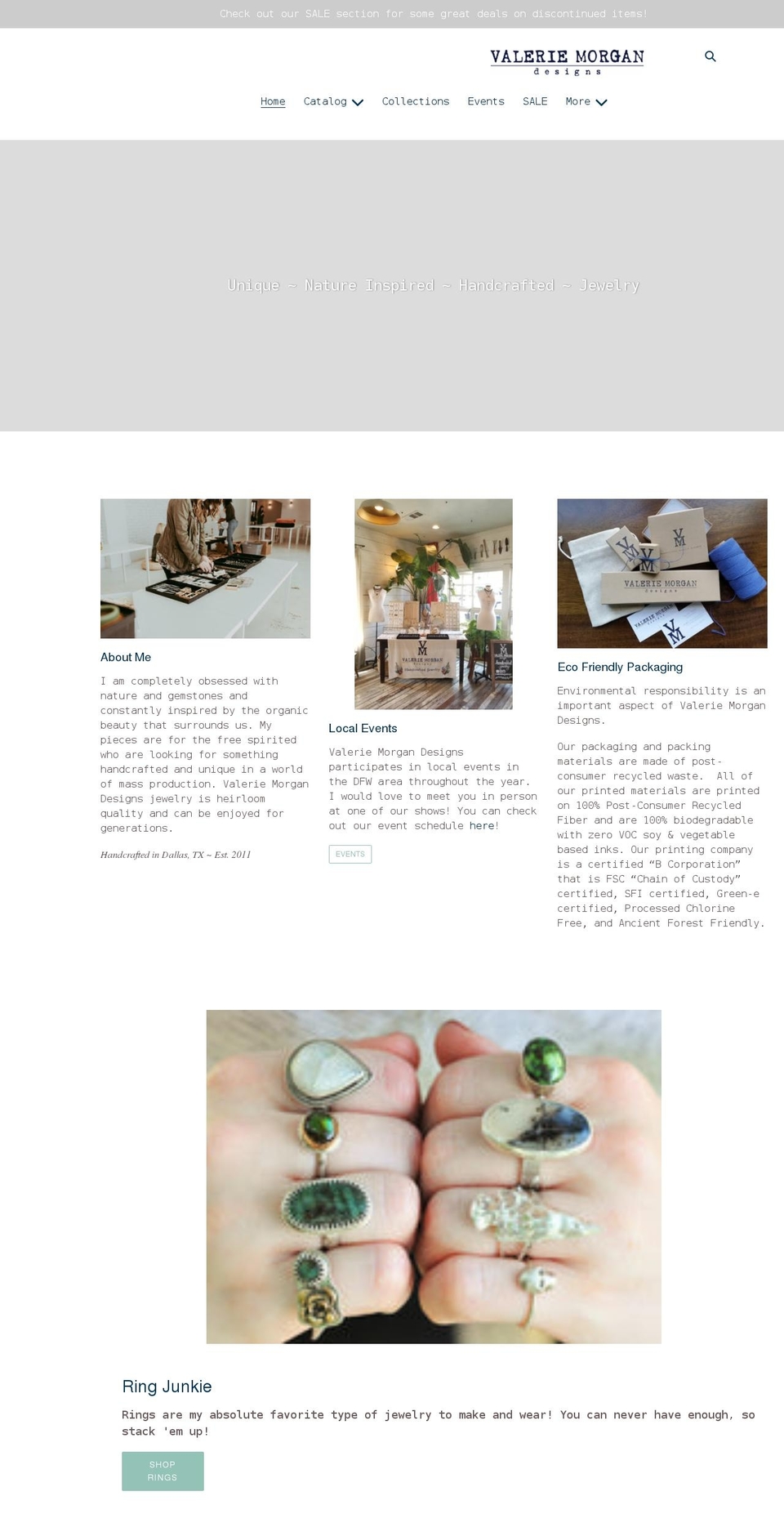 valeriemorgandesigns.com shopify website screenshot