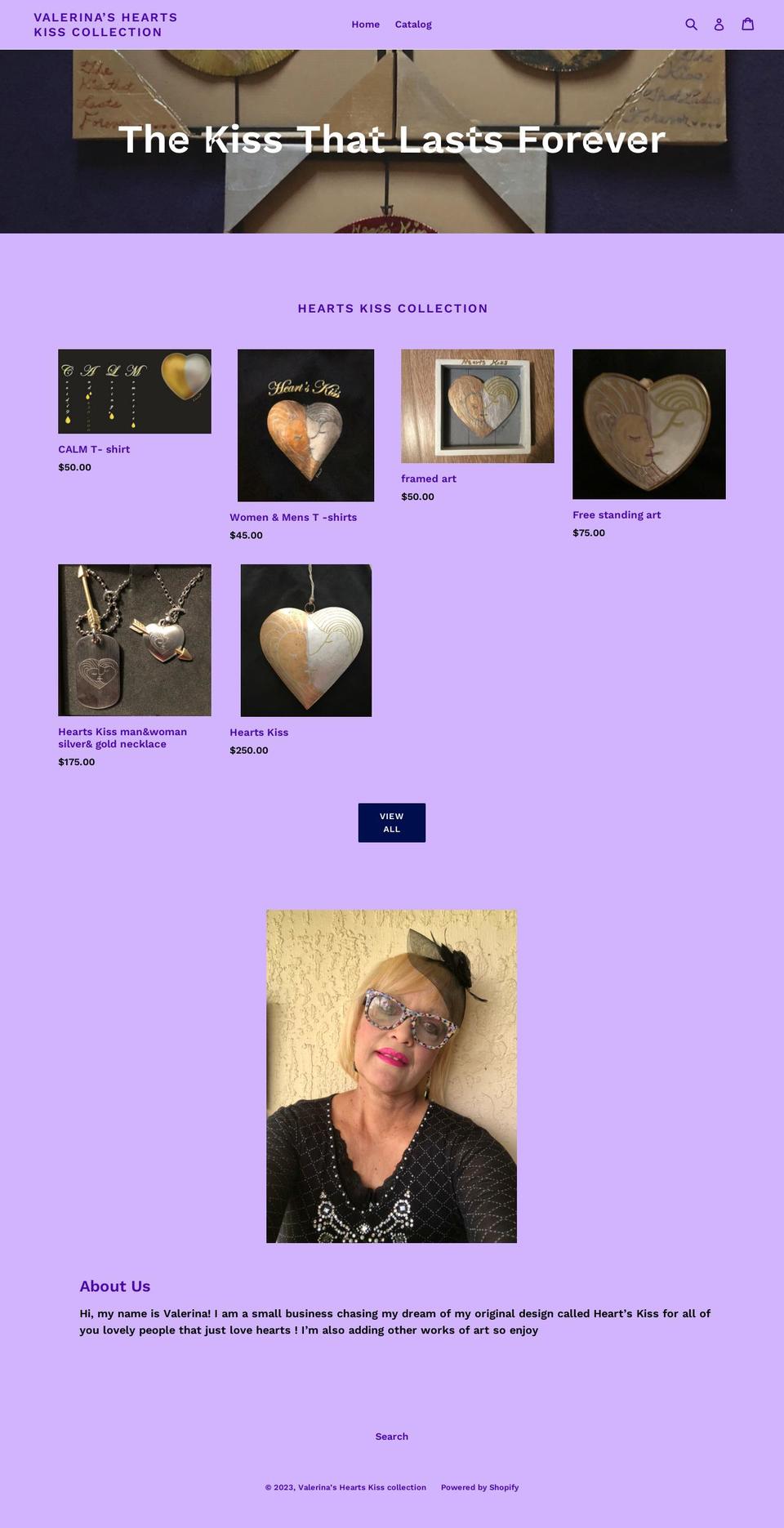 valerinasheartskisscollection.com shopify website screenshot