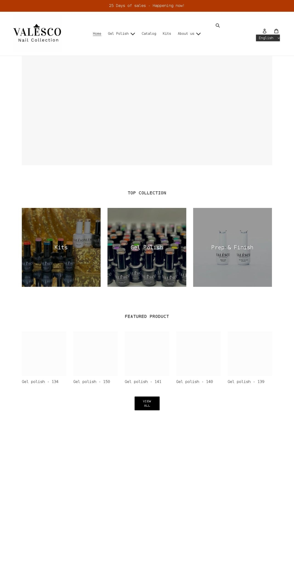 valesco-nail-collections.com shopify website screenshot