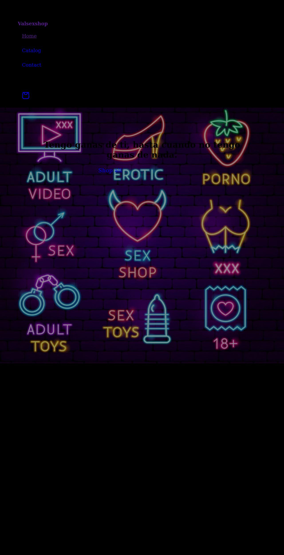 valesexshop.com shopify website screenshot
