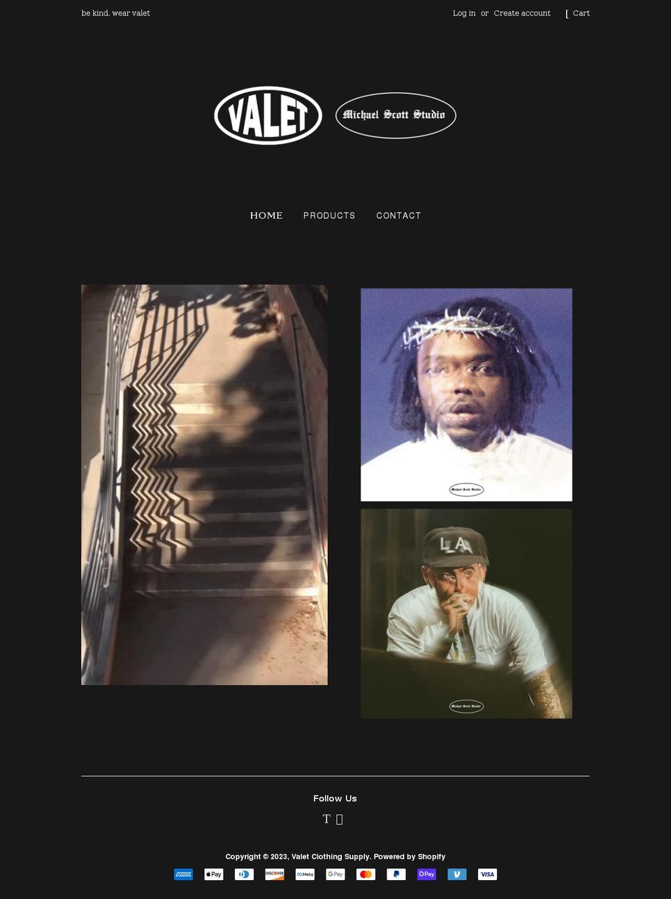 valetclothingsupply.com shopify website screenshot