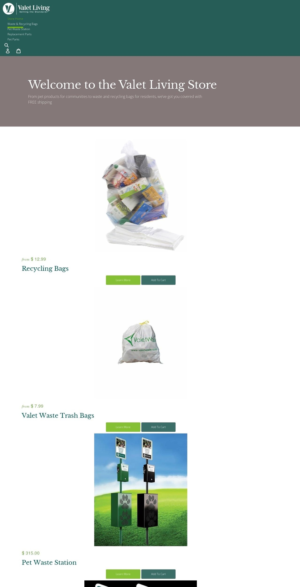 valetliving.shop shopify website screenshot