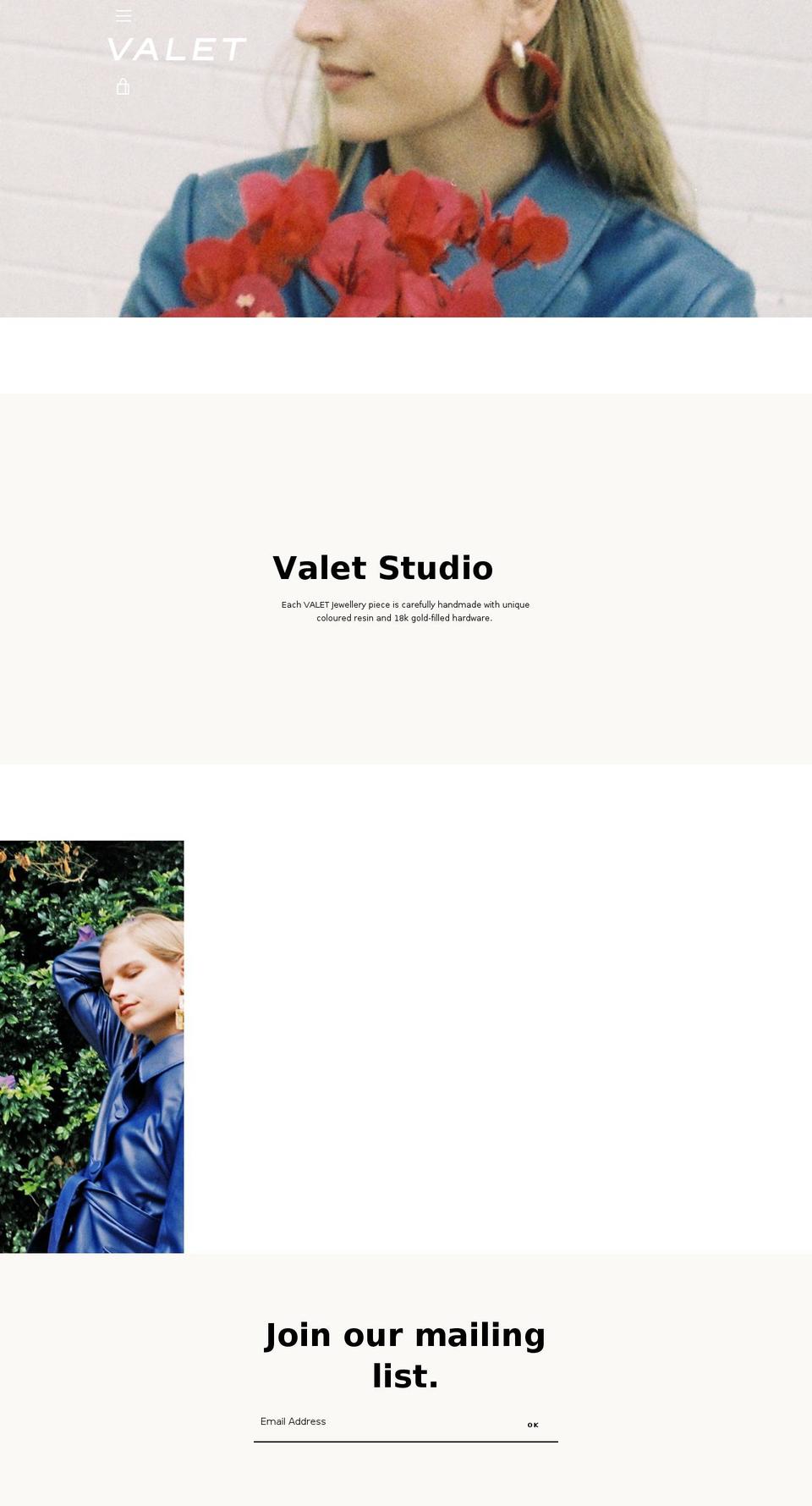 valetstudio.com shopify website screenshot