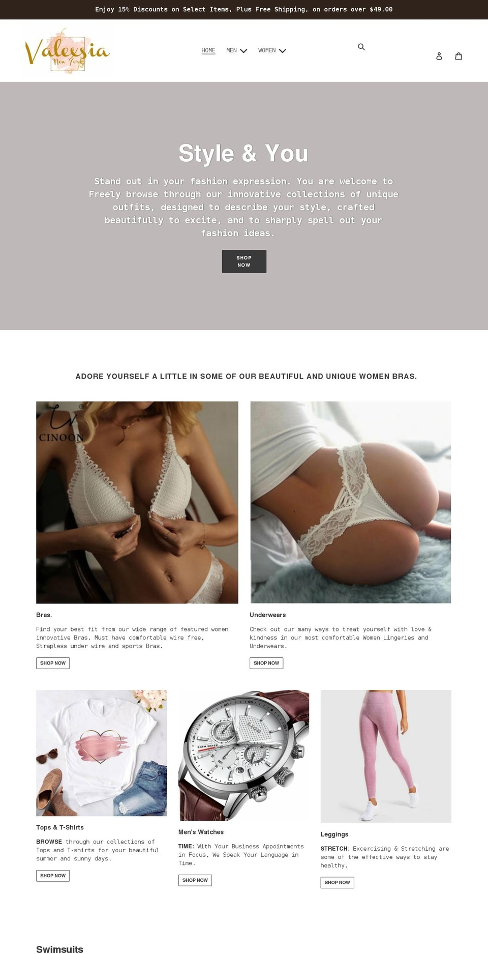 valexsia.com shopify website screenshot