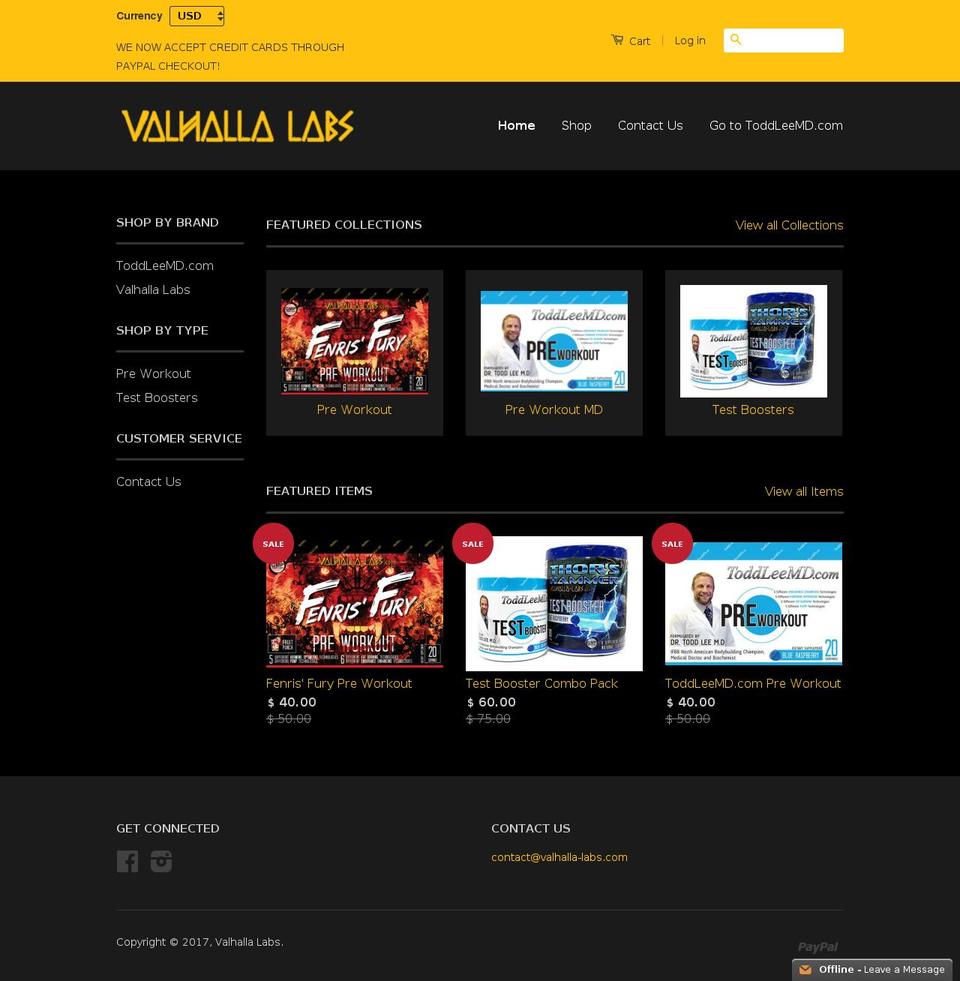 Gifts Shopify theme site example valhalla-labs.com