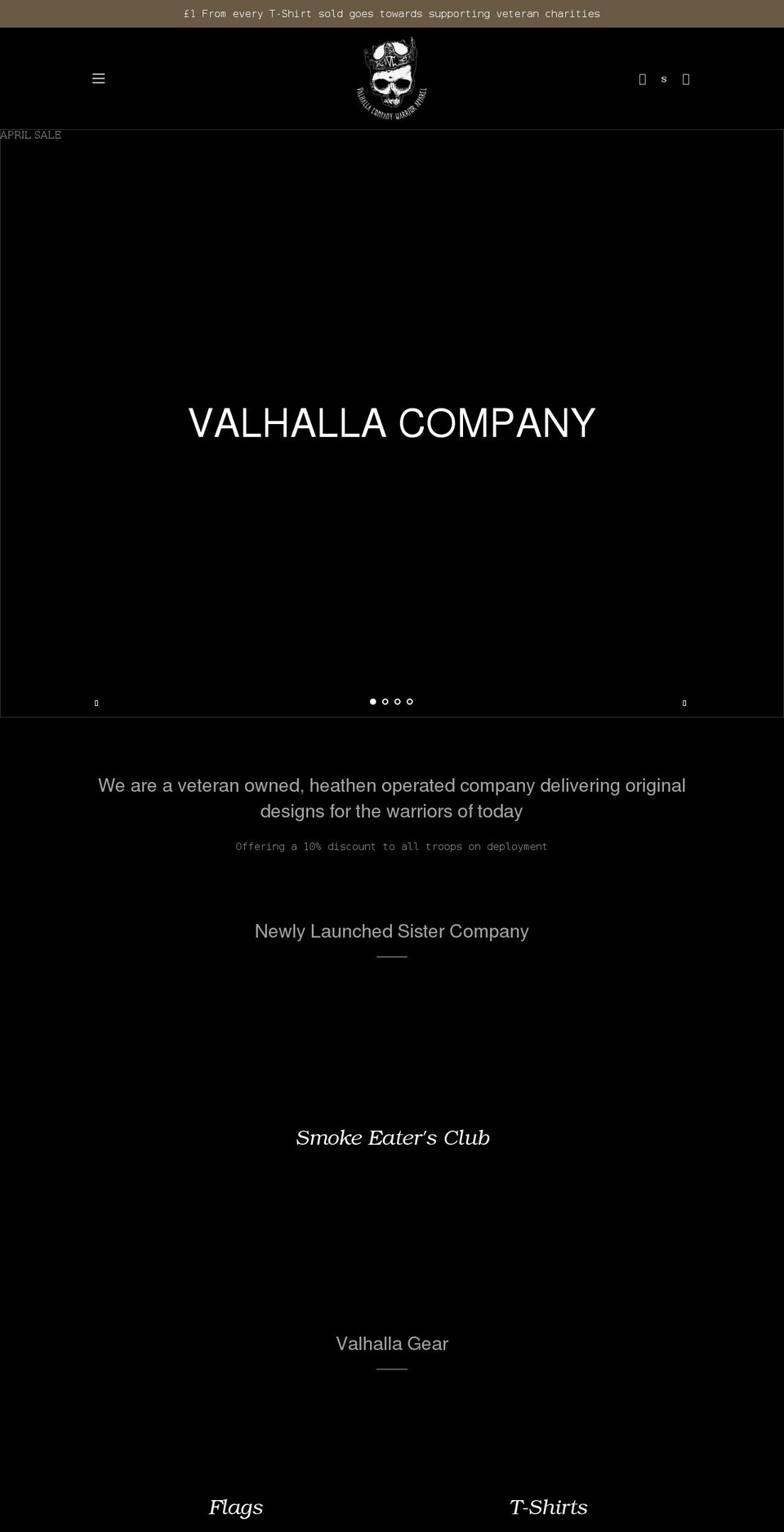 valhallacompany.co.uk shopify website screenshot