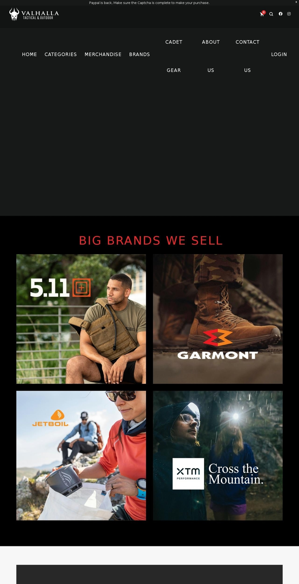 valhallaoutdoor.com — Shopify storefront screenshot