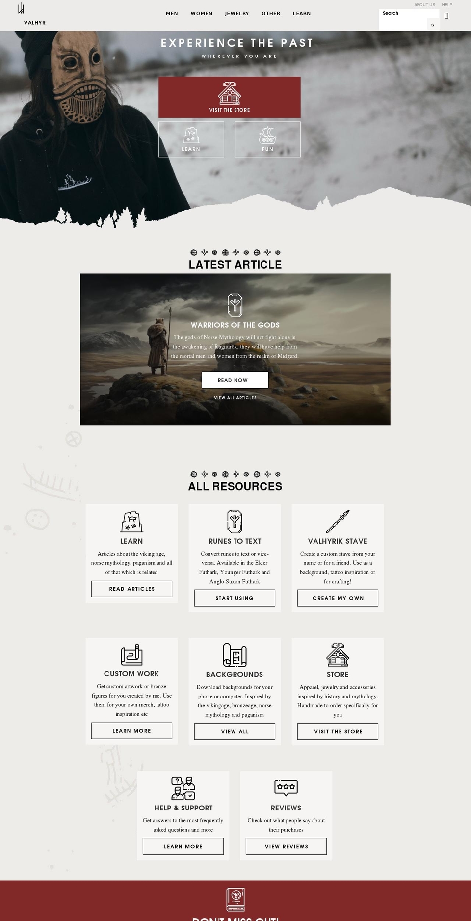 valhyr.com shopify website screenshot