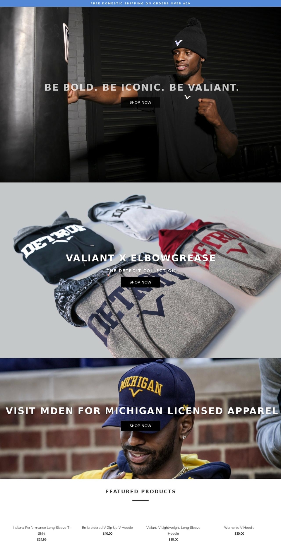 valiantbrand.com shopify website screenshot