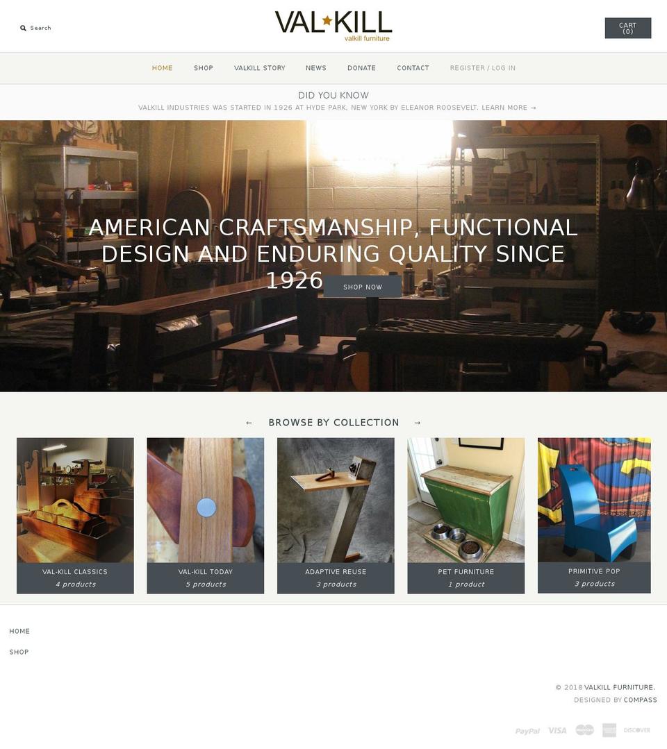 valkillfurniture.com shopify website screenshot