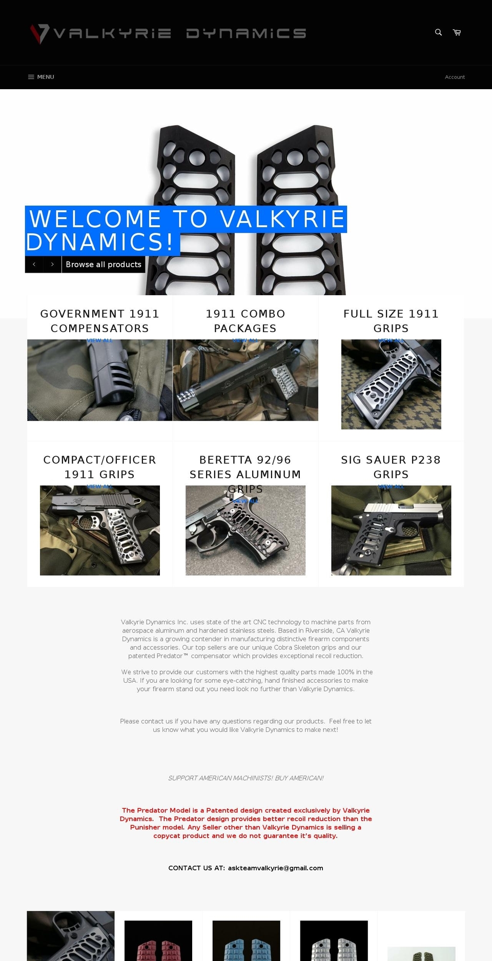 valkyriedynamics.com shopify website screenshot