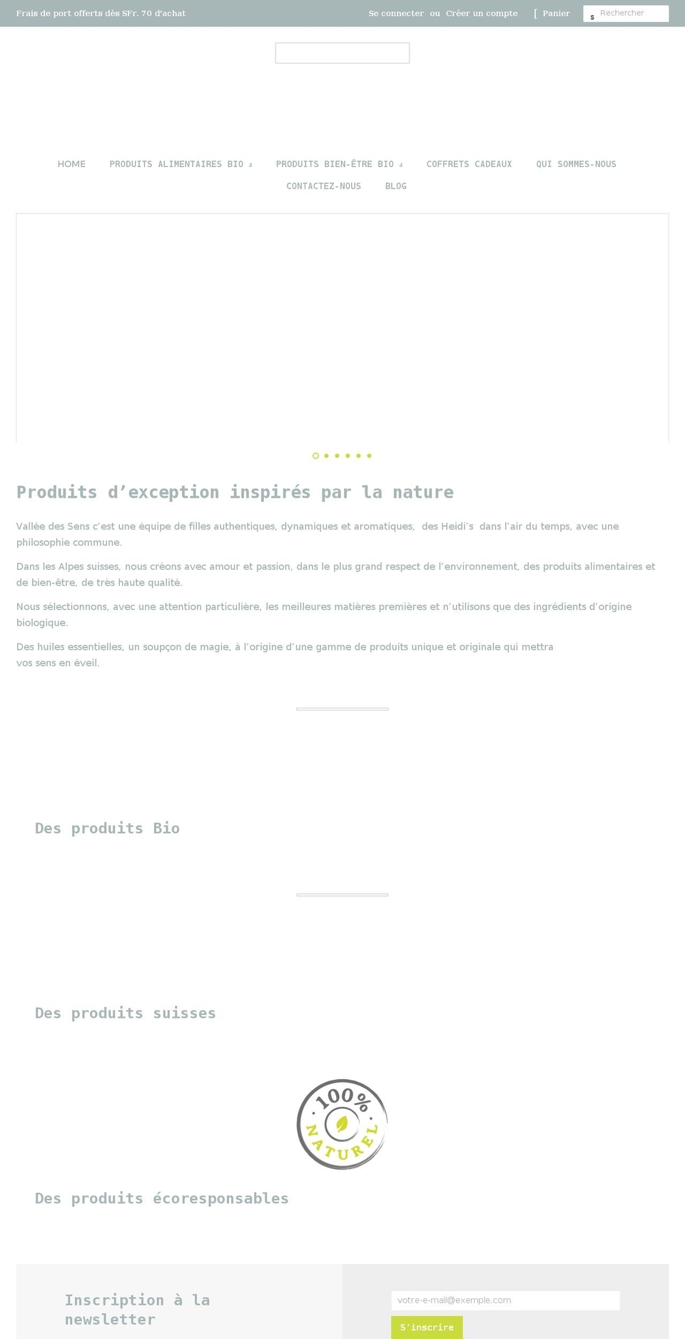 valleedessens.ch shopify website screenshot