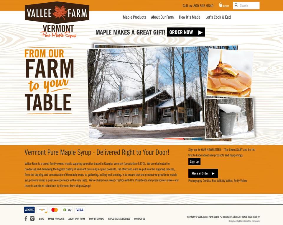 valleefarmvt.com shopify website screenshot