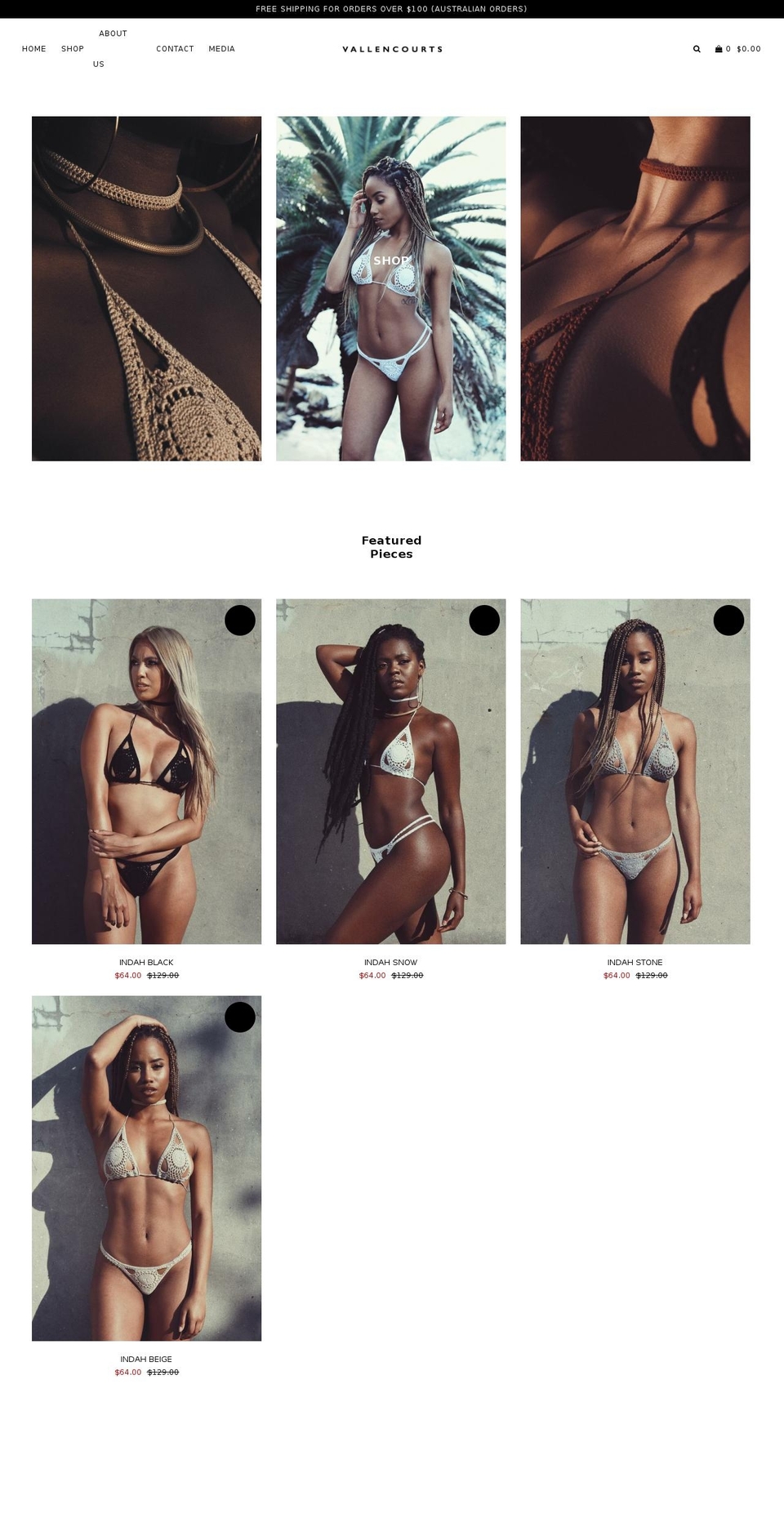 vallencourts.com — Shopify storefront screenshot