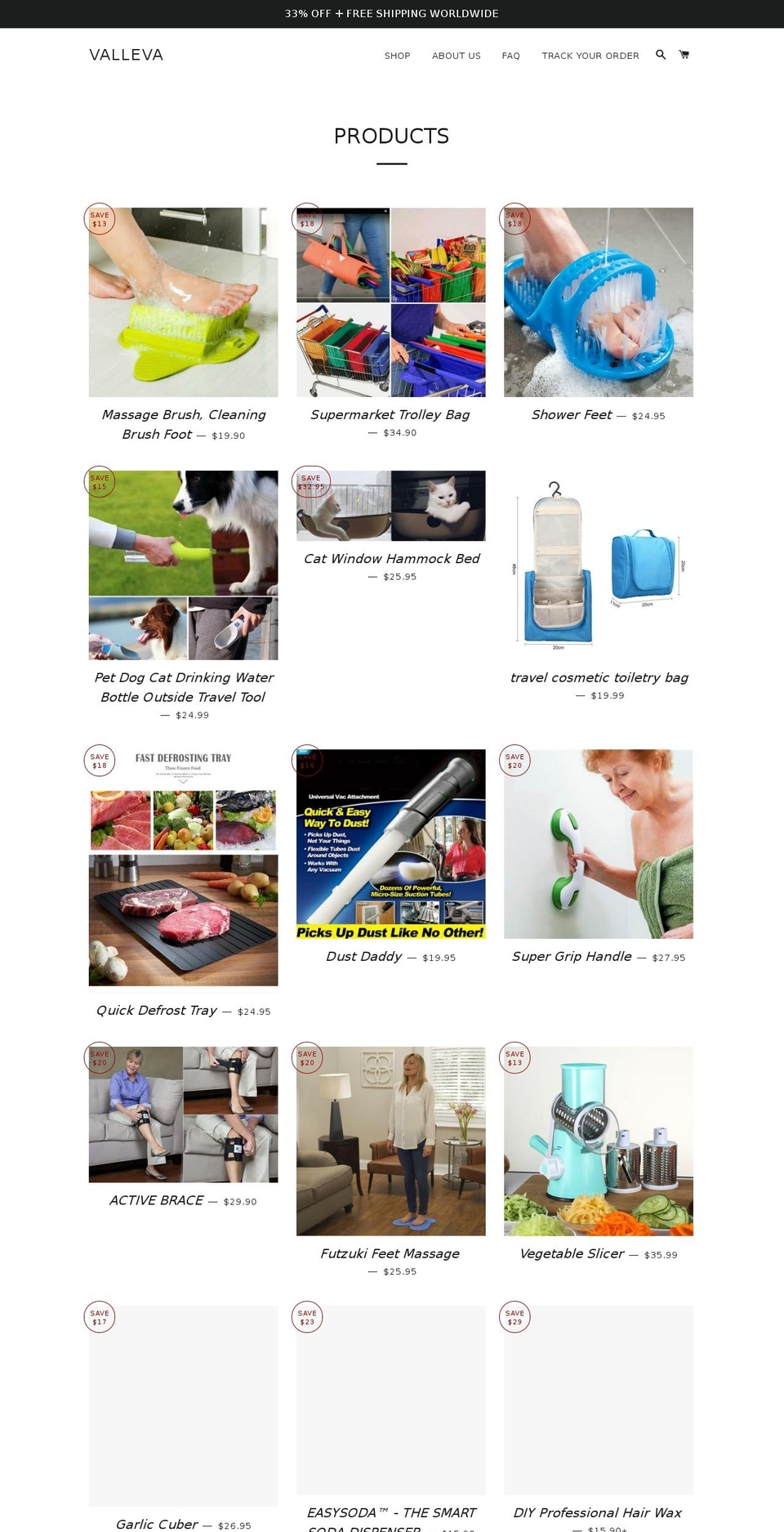 valleva.com — Shopify storefront screenshot