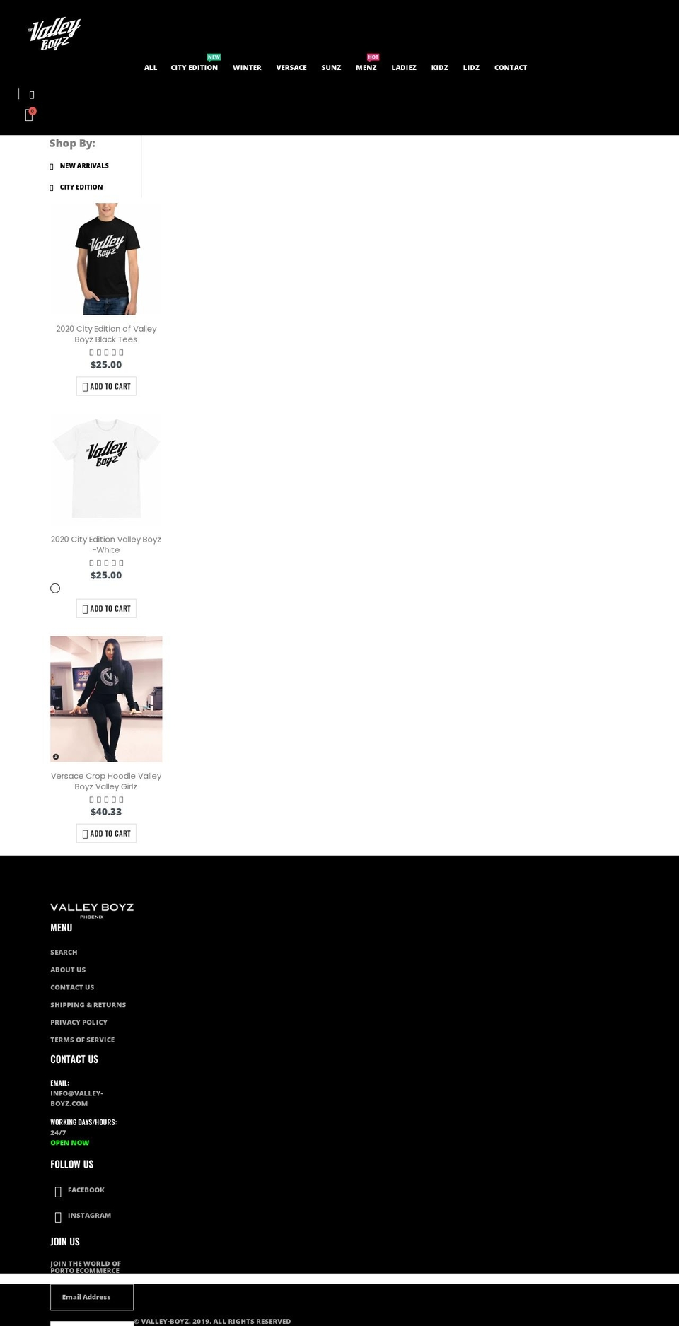 valley-boyz.com shopify website screenshot