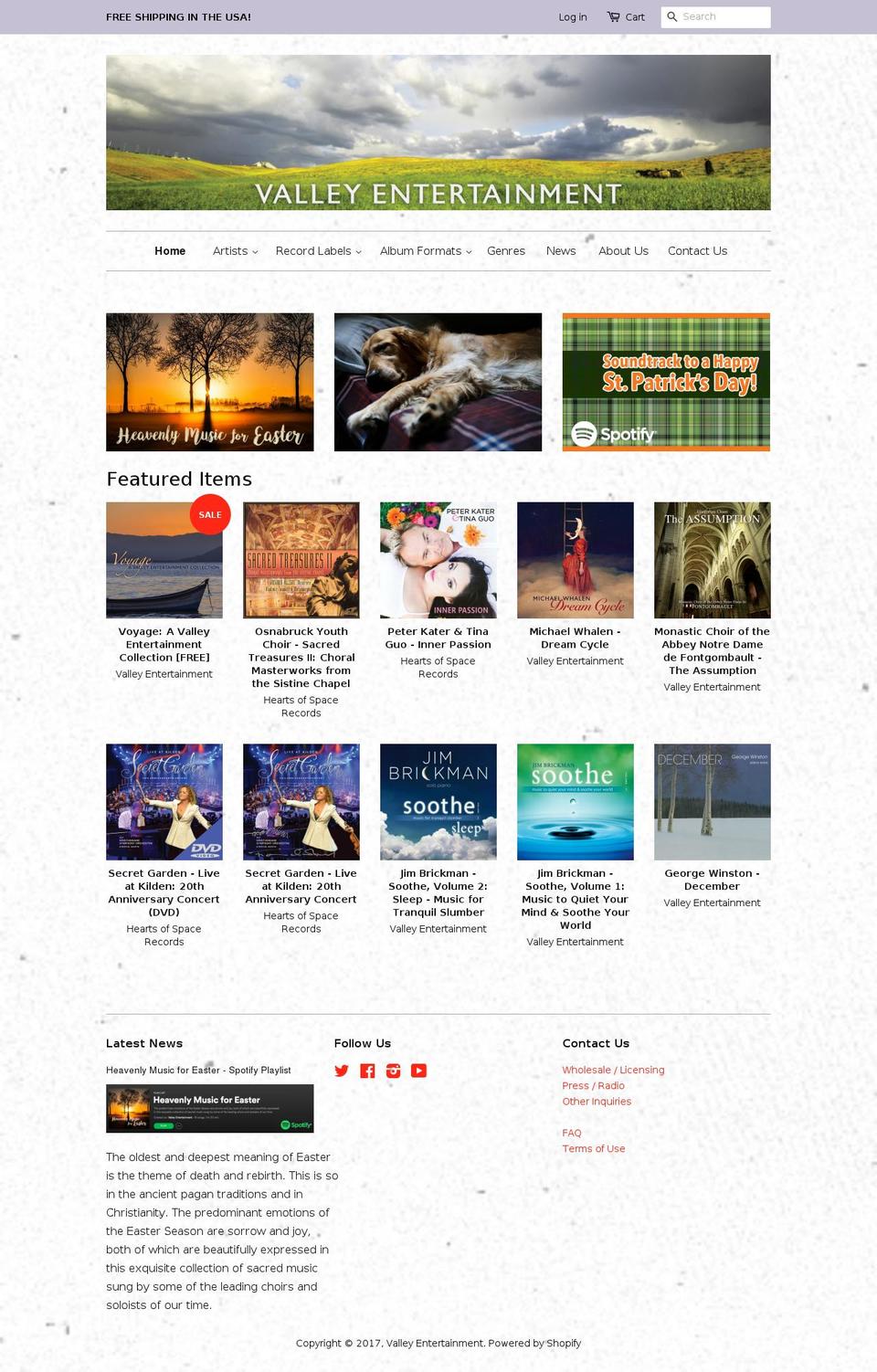 valley-entertainment.com shopify website screenshot