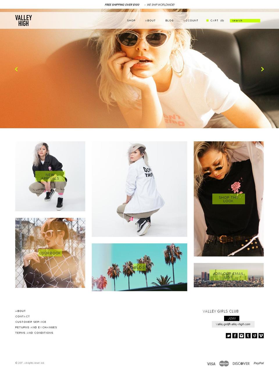 valley-high.com shopify website screenshot