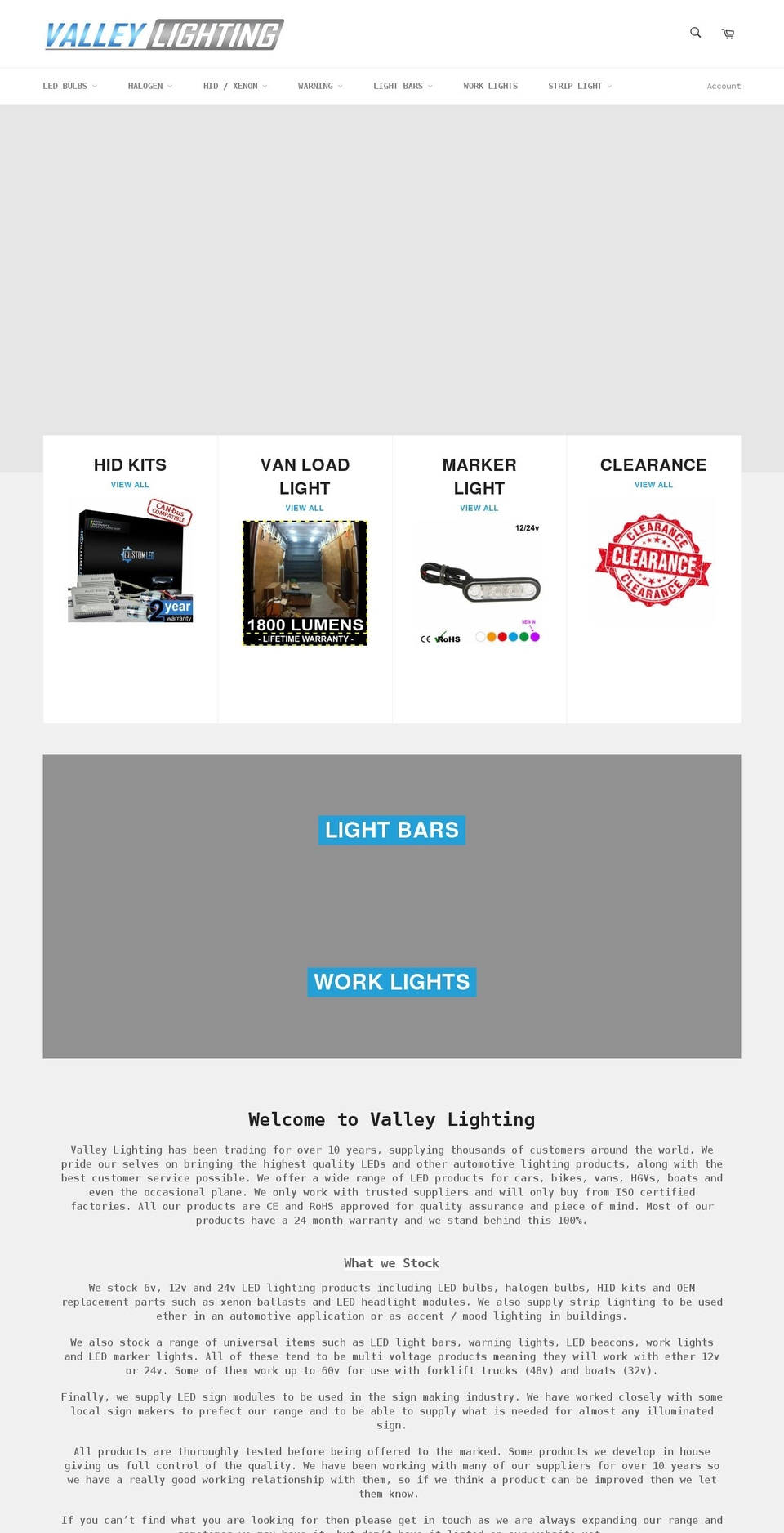 valley-lighting.co.uk shopify website screenshot