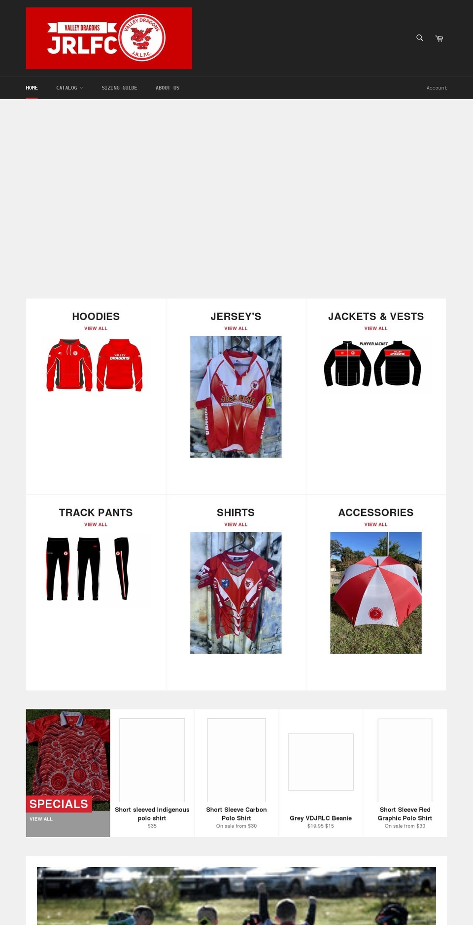 valleydragons.com.au shopify website screenshot