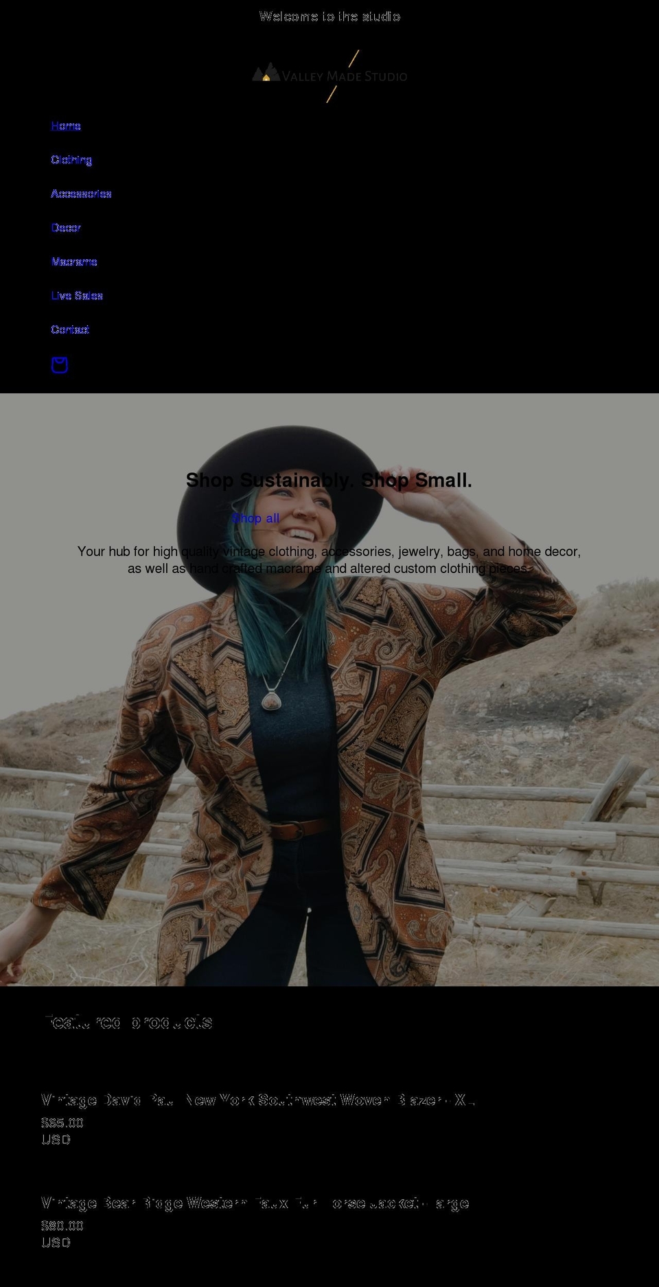 valleymadestudio.com shopify website screenshot