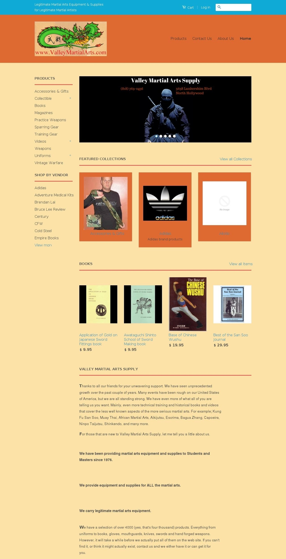 valleymartialarts.com shopify website screenshot